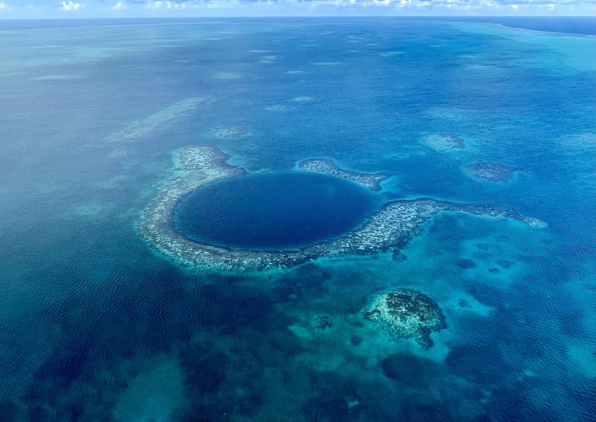 Belize Great Blue Hole (aerial photo from a small plane)